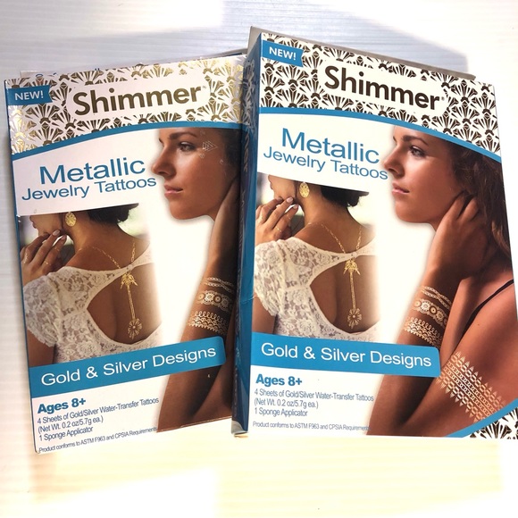 NWT Temporary Tattoo Bundle, Gold & Silver Metallic + More! - Picture 2 of 14